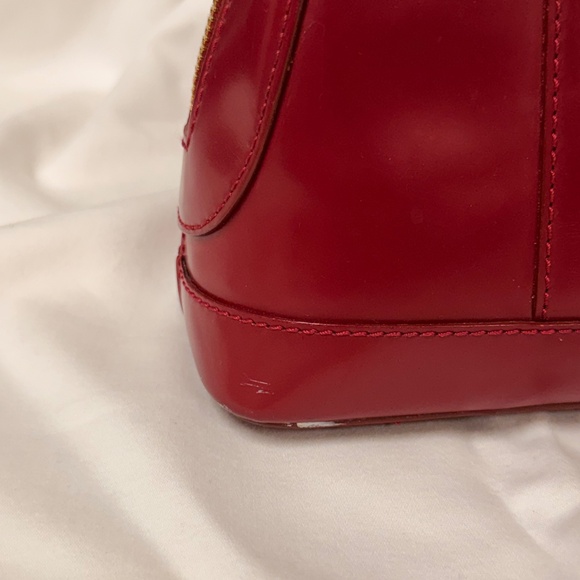 Moschino Redwall Bordeaux Red Wine Patent Leather Top Handle Bag - Picture 7 of 15